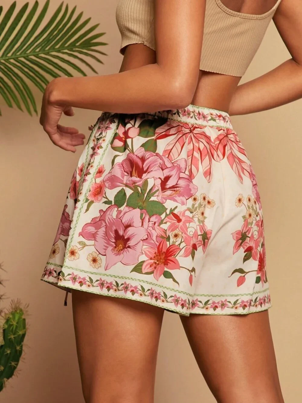 Multicolor Boho Women's Floral Print Drawstring Waist Shorts